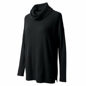 Bobi Tunic Sweater Top Size XS Black Waffle Knit Turtleneck Pullover 56B-26327